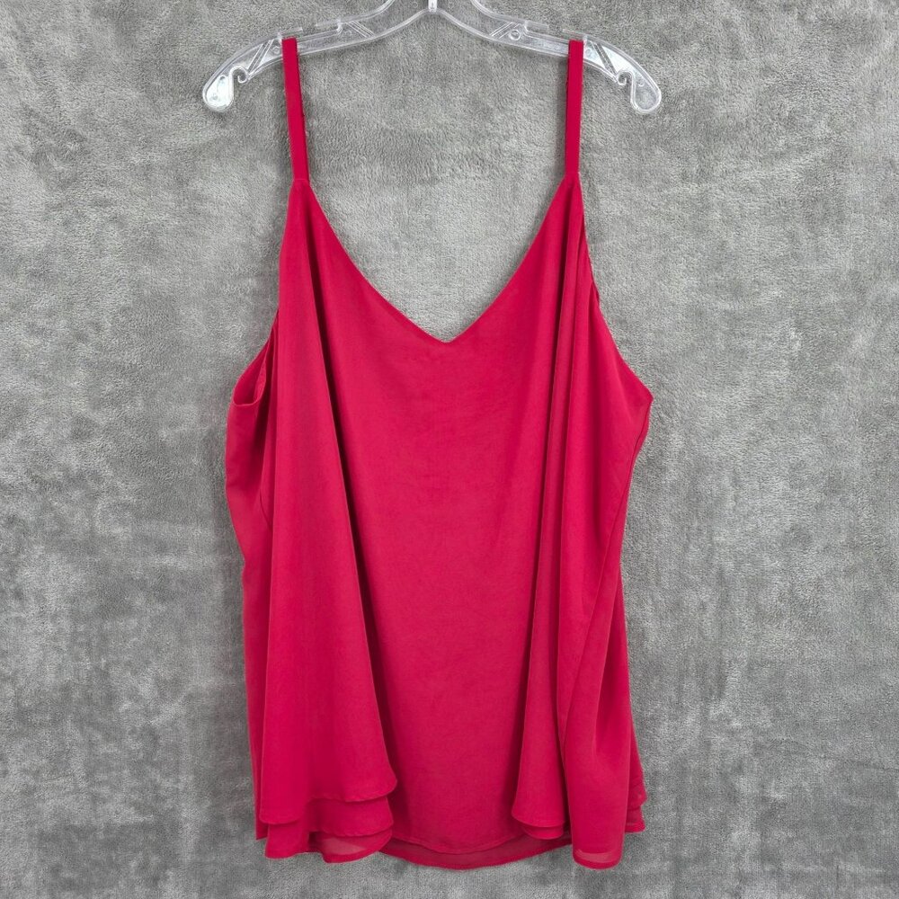 Torrid Sophie Swing Cami Top 4 26 Red Semi Sheer Chiffon Layered Drapey Colorful